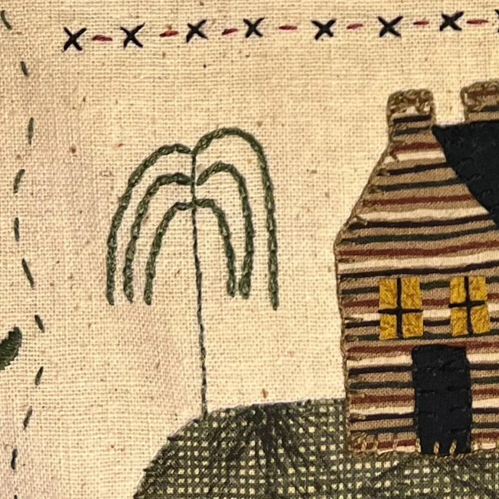 Hand Stitched Antique Needlework Sampler Reproduction Appliqué & Embroidery - Picture 9 of 16